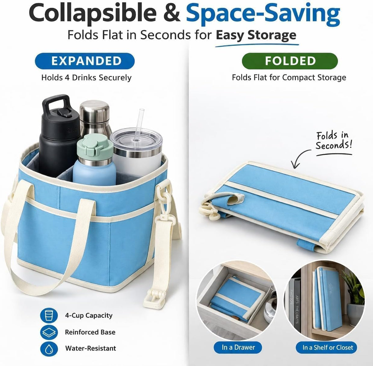 CarrySip™ 4-Cup Drink Carrier Hands Free & Spill Proof